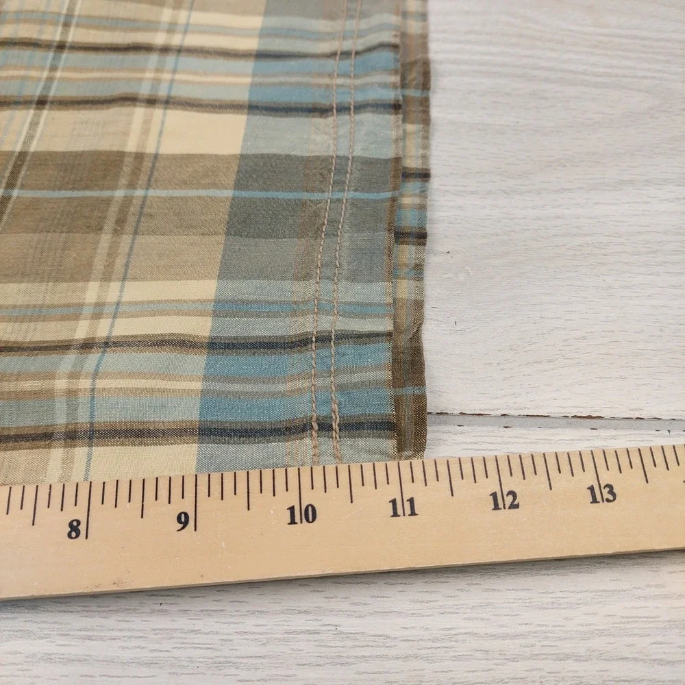 Tommy‎ Bahama Plaid Shorts Mens 36 Blue Tan Linen Silk Blend Flat Front Casual